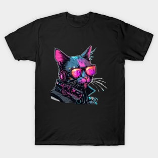 full of colors futuristic cat T-Shirt